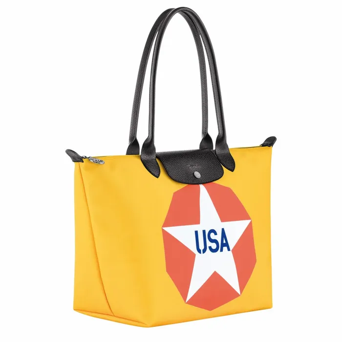 Women Longchamp X Robert Indiana L Tote Bag Blue Longchamp Shoulder Bags