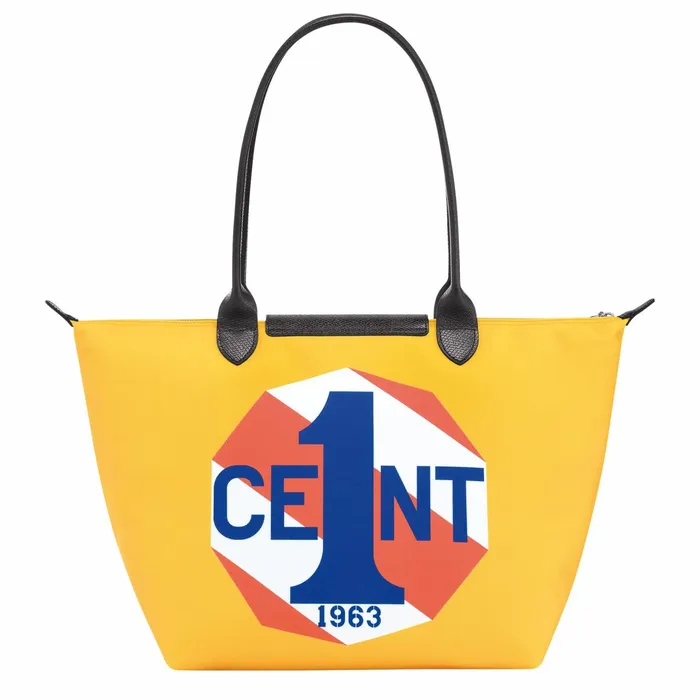 Women Longchamp X Robert Indiana L Tote Bag Blue Longchamp Shoulder Bags