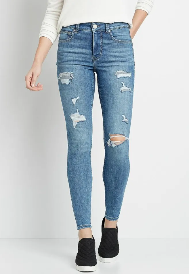 Women M Jeans By Maurices Everflex Super Skinny High Rise Stretch Ripped Jean Maurices Jeans
