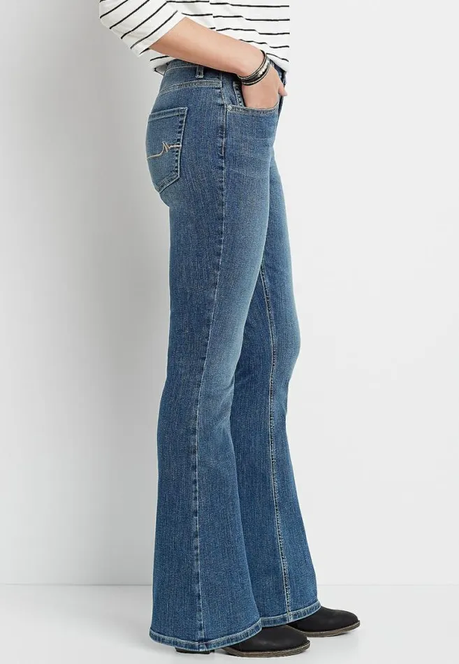 Women M Jeans By Maurices High Rise Medium Wash Flare Leg Jean Maurices Jeans