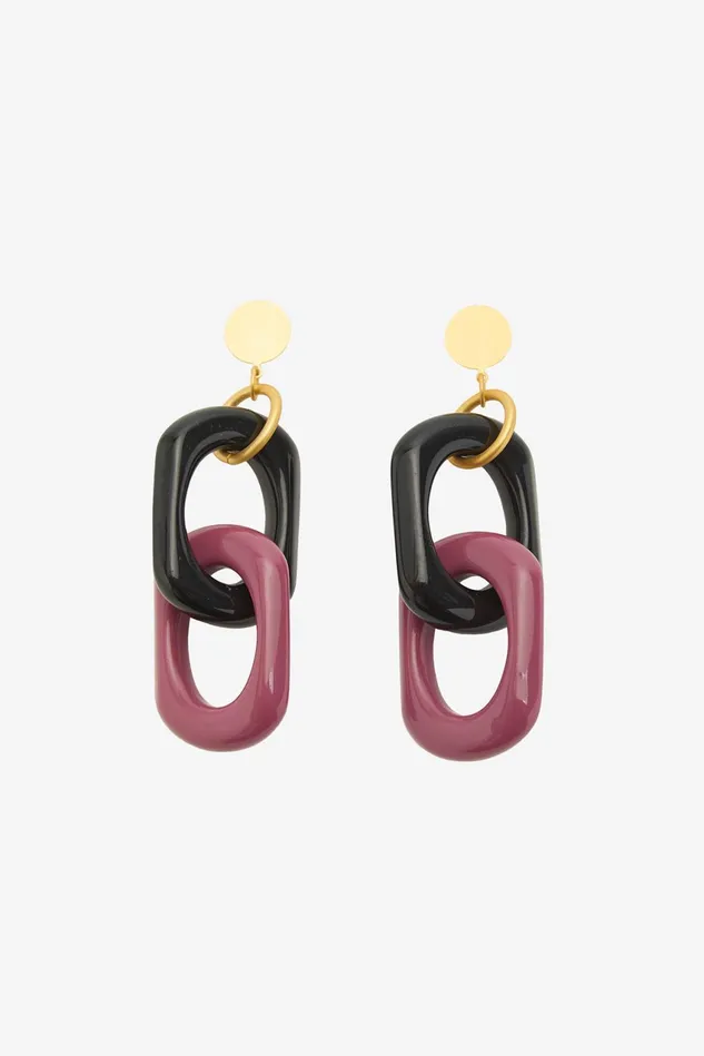 Women Malparmi Bijoux Multi Resin Chain Earrings Pinkblack