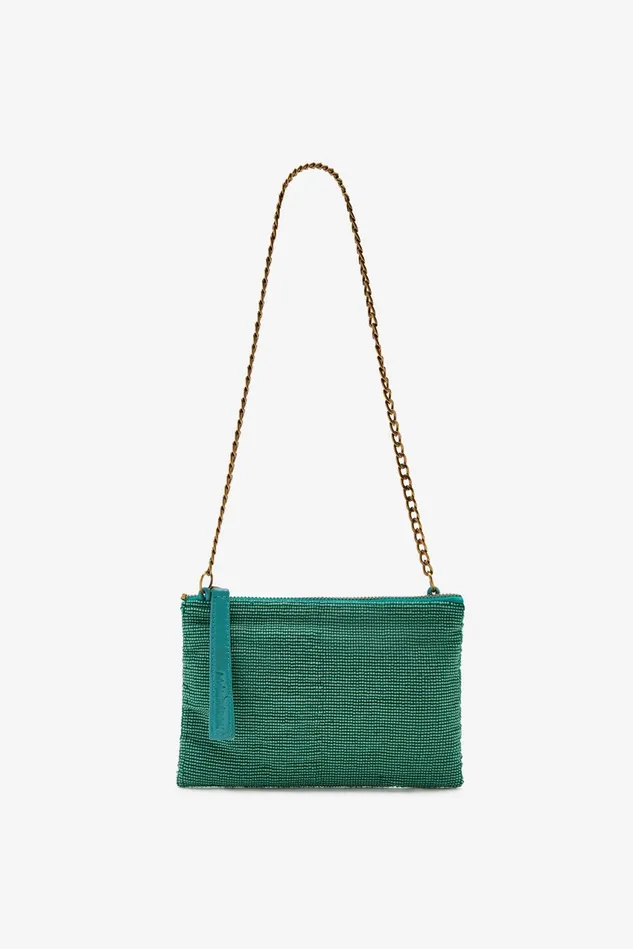 Women Malparmi Clutch Colourfull Beads Pouch With Shoulder Strap Emerald