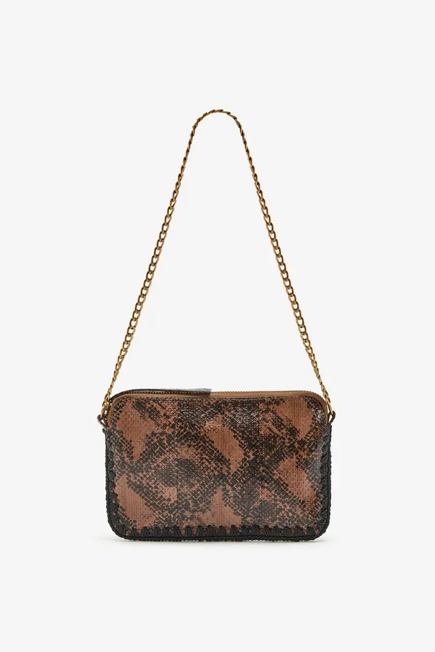 Women Malparmi Clutch Exotic Crochet Pouch With Shoulder Strap Camel
