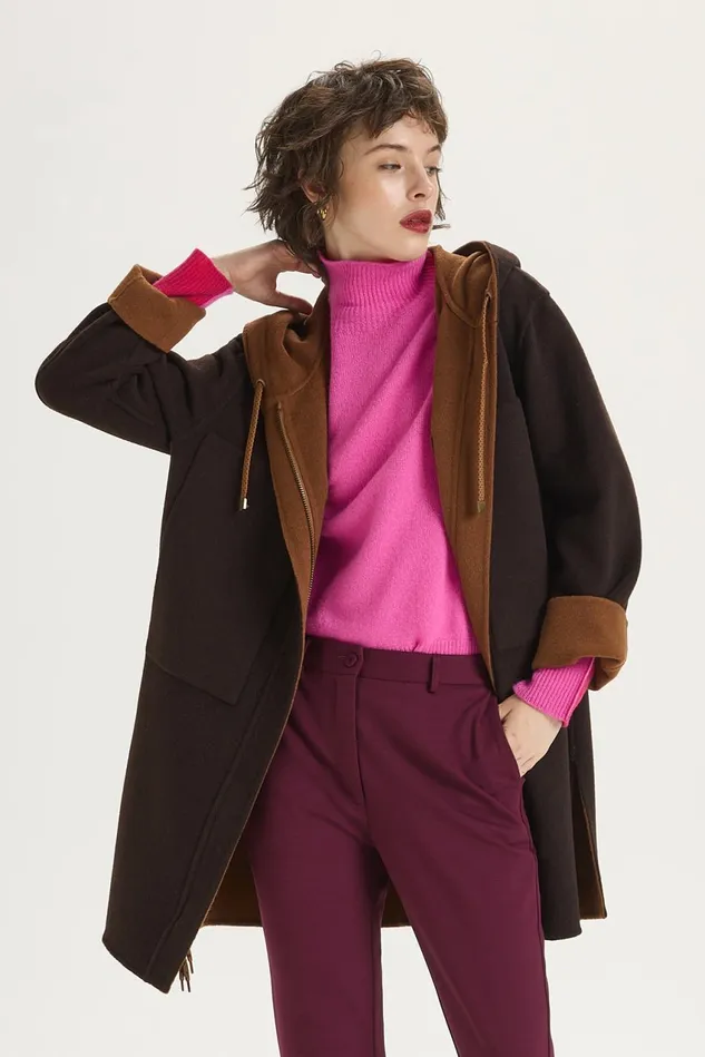 Women Malparmi Coats Double Wool Jacket Brownbrown