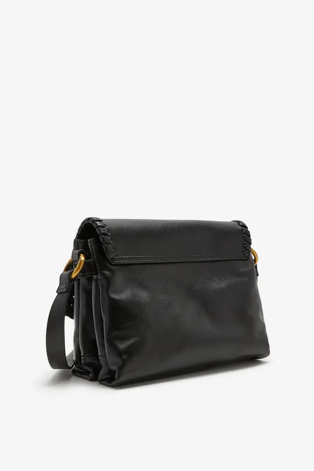 Women Malparmi Crossbody Bags Medium Leather Tress Crossbody Bag Black