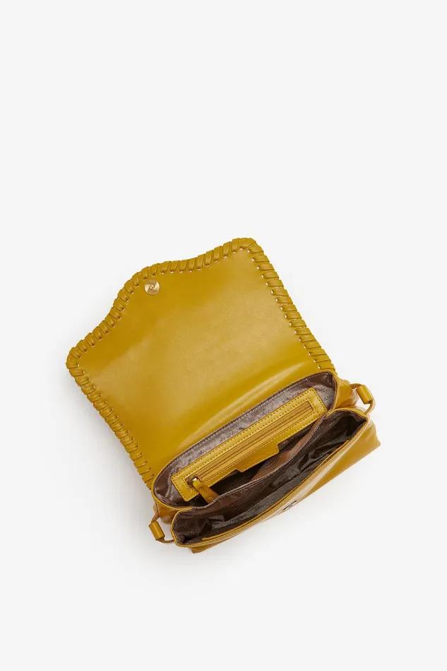 Women Malparmi Crossbody Bags Medium Leather Tress Crossbody Bag Mustard