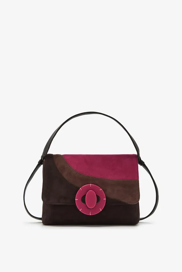 Women Malparmi Crossbody Bags Medium Suede Inlay Crossbody Bag Pinkbrown