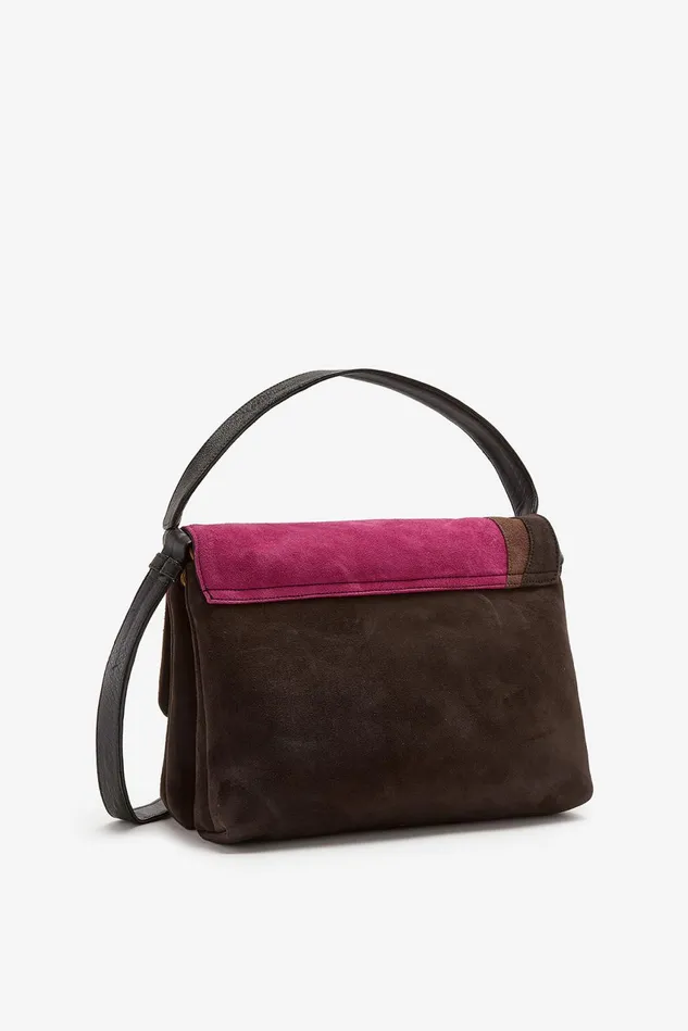 Women Malparmi Crossbody Bags Medium Suede Inlay Crossbody Bag Pinkbrown