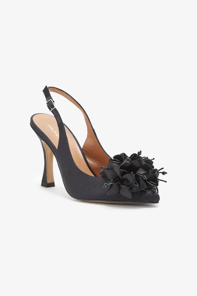 Women Malparmi Dcollet Flower On Satin Pumps Black