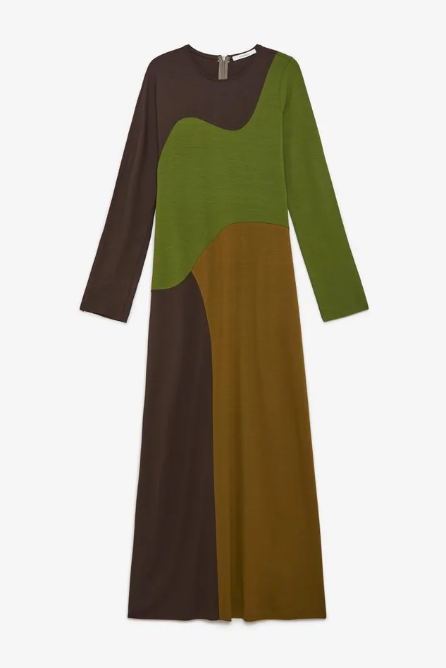Women Malparmi Dresses Block Colour Jersey Dress Greenmilitary Green