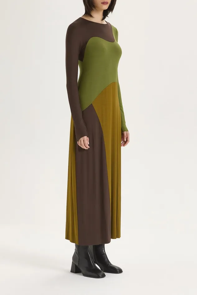 Women Malparmi Dresses Block Colour Jersey Dress Greenmilitary Green
