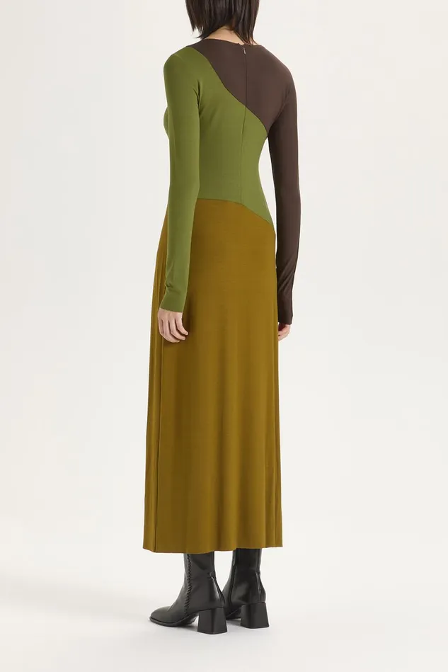Women Malparmi Dresses Block Colour Jersey Dress Greenmilitary Green