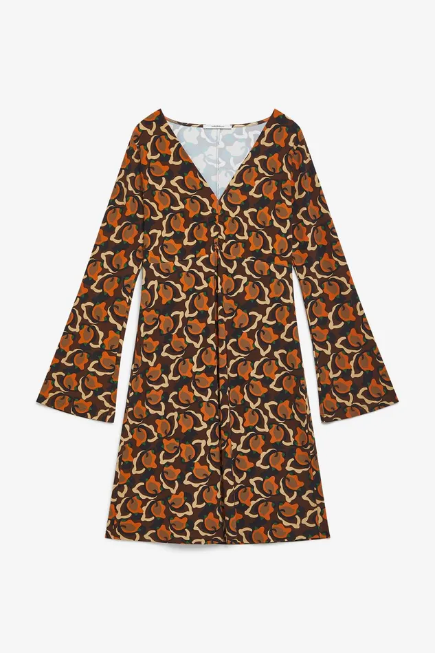 Women Malparmi Dresses Camoleaves Jersey Dress Orangeblackbrown