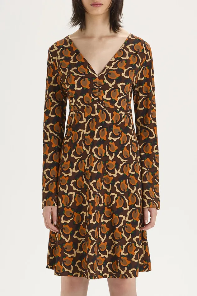 Women Malparmi Dresses Camoleaves Jersey Dress Orangeblackbrown