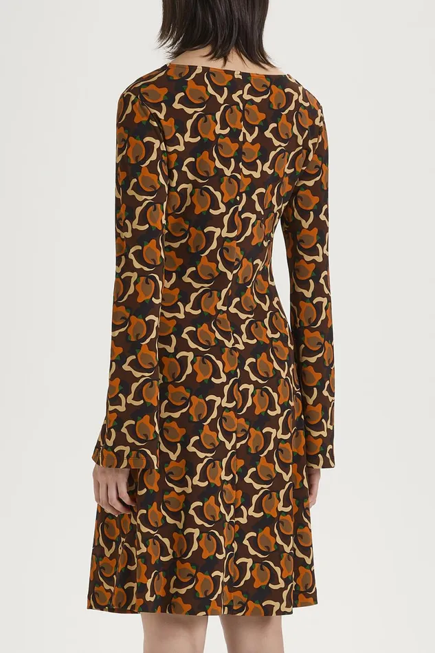 Women Malparmi Dresses Camoleaves Jersey Dress Orangeblackbrown
