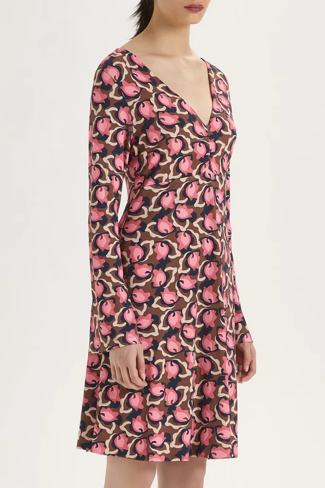 Women Malparmi Dresses Camoleaves Jersey Dress Pinkbeigeblack