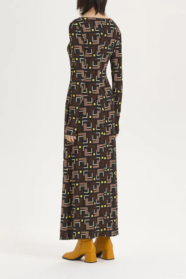 Women Malparmi Dresses Melody Print Jersey Dress Blackbeigebrown