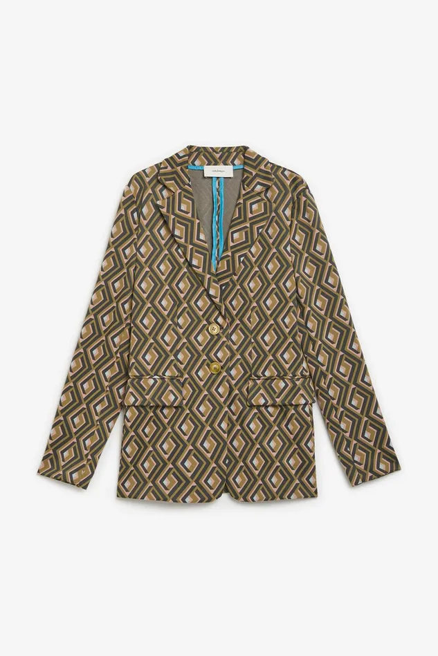 Women Malparmi Jackets A Maze Jacquard SingleBreasted Jacket Greenblackpink