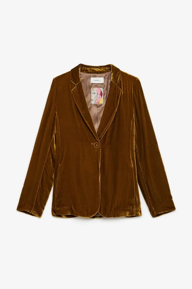 Women Malparmi Jackets Fluid Velvet Jacket Mustard