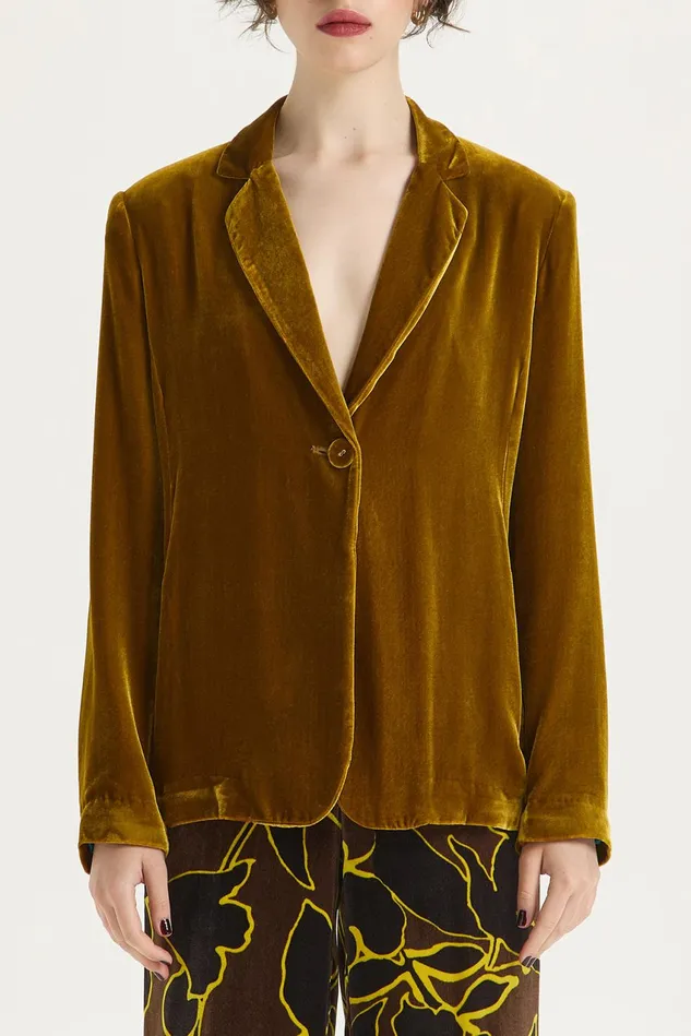 Women Malparmi Jackets Fluid Velvet Jacket Mustard