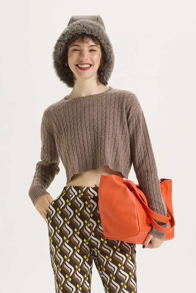 Women Malparmi Knitwear Cashmere Wool Sweater Greige