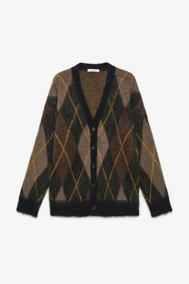 Women Malparmi Knitwear Mohair Check Cardigan Blackmulticolour