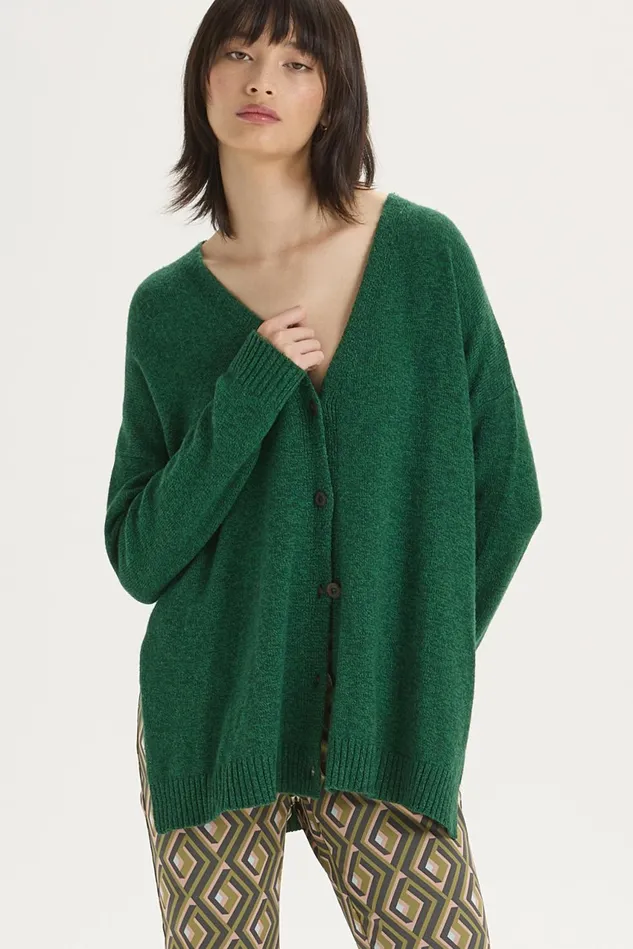 Women Malparmi Knitwear New Soft Wool Cardigan Greenmilitary Green