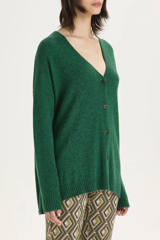 Women Malparmi Knitwear New Soft Wool Cardigan Greenmilitary Green