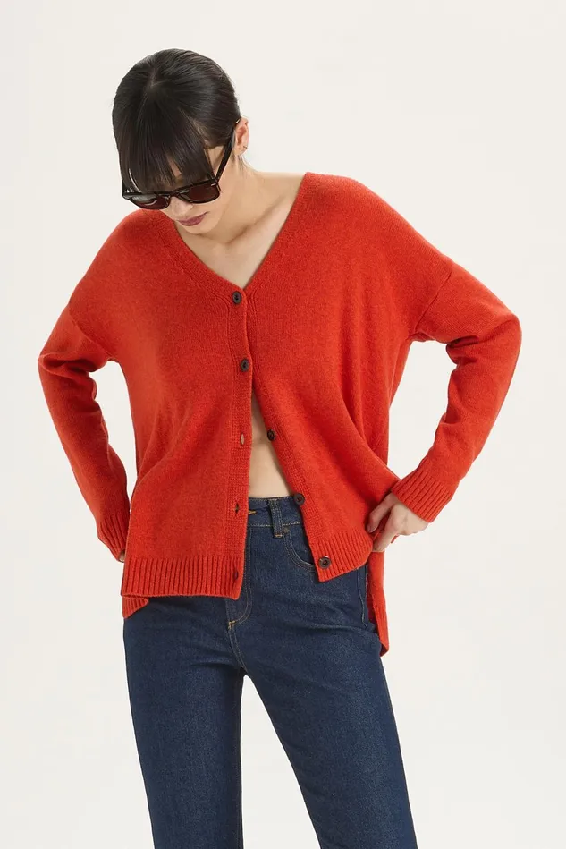 Women Malparmi Knitwear New Soft Wool Cardigan Orangeorange