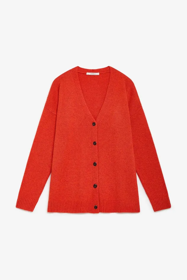 Women Malparmi Knitwear New Soft Wool Cardigan Orangeorange