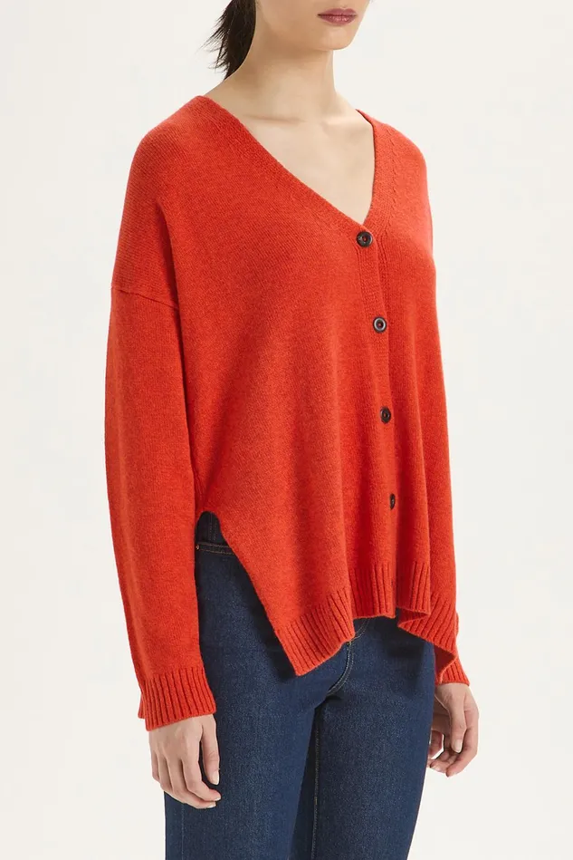 Women Malparmi Knitwear New Soft Wool Cardigan Orangeorange