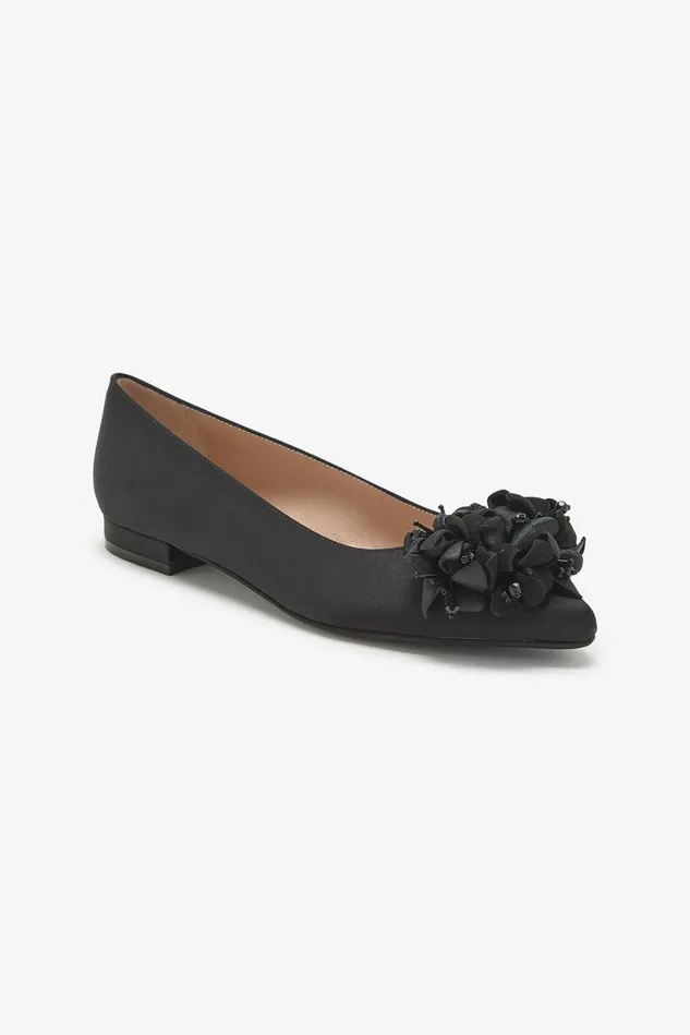 Women Malparmi Loafers And Ballerinas Flower On Satin Ballerina Black