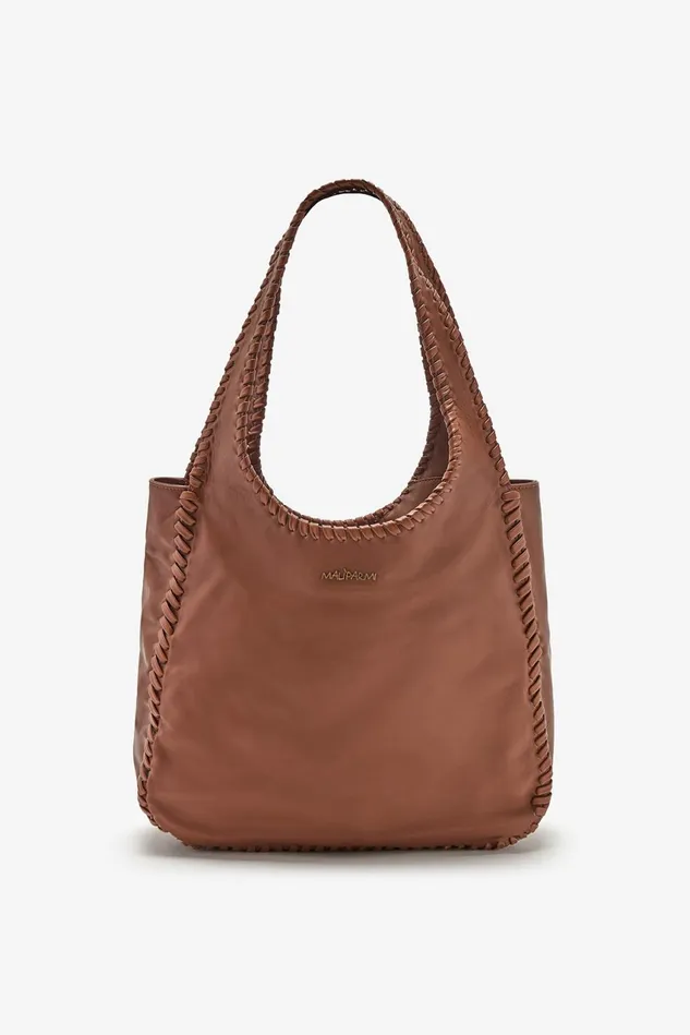 Women Malparmi Medium Bags Leather Tress Large Shoulder Bag Camel