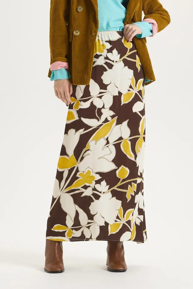 Women Malparmi Skirts Calliope Flower Skirt Brownyellowivory