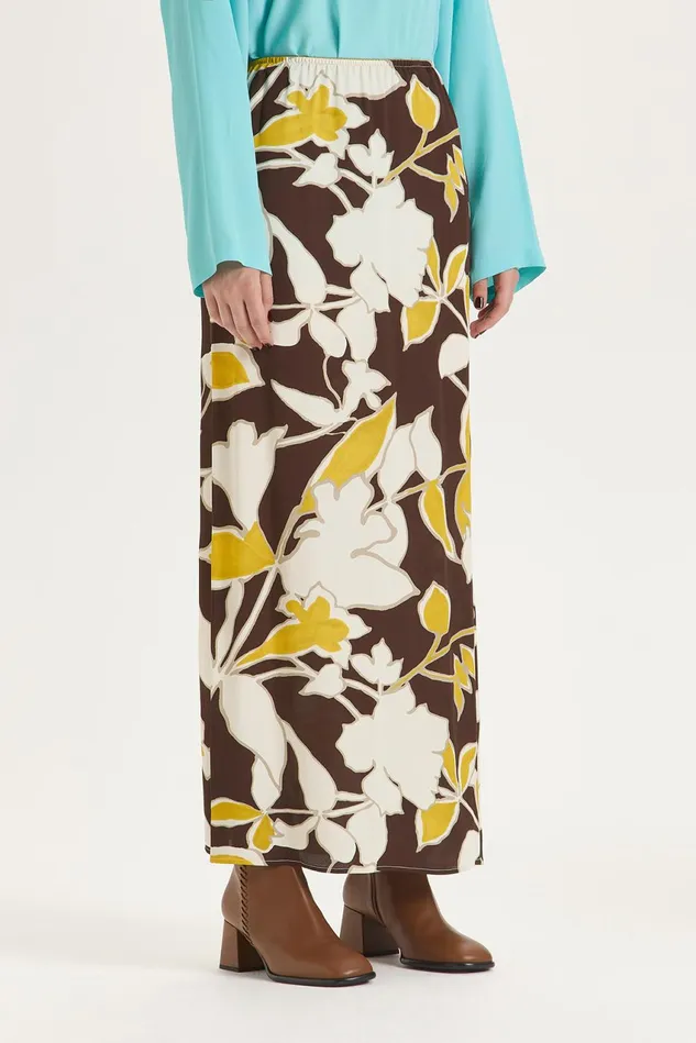 Women Malparmi Skirts Calliope Flower Skirt Brownyellowivory