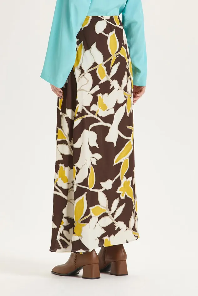 Women Malparmi Skirts Calliope Flower Skirt Brownyellowivory