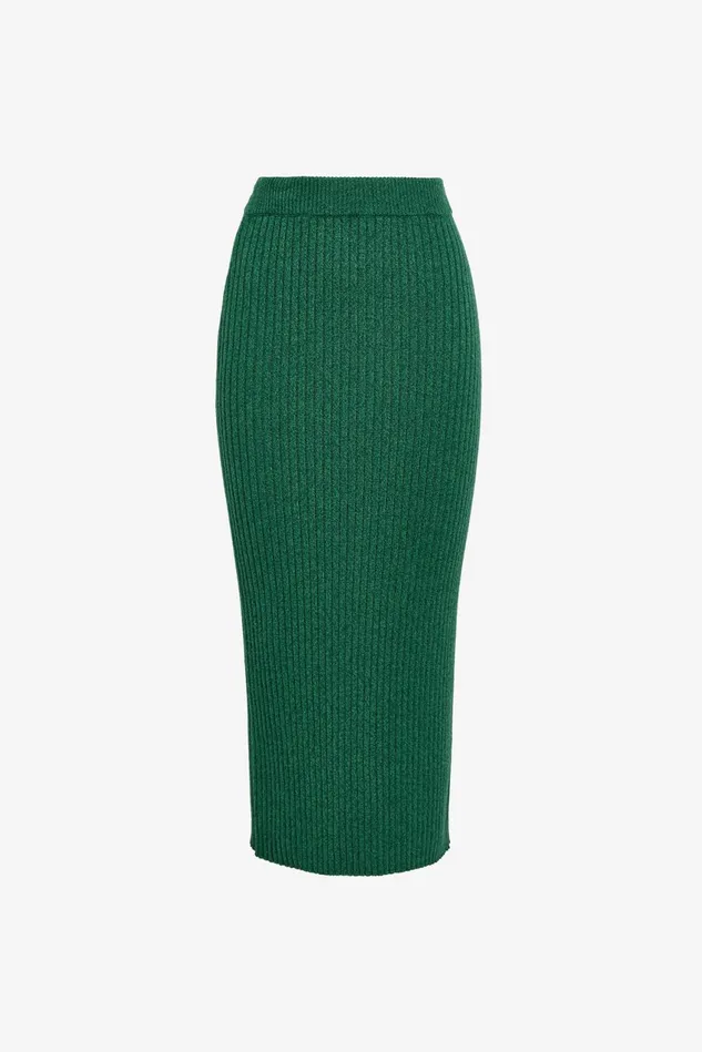 Women Malparmi Skirts New Soft Wool Skirt Greenmilitary Green