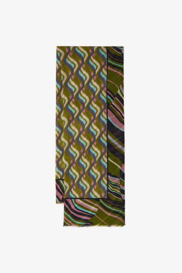 Women Malparmi Stoles Scarf 70215180 Collection Prints Greenpinkturquoise
