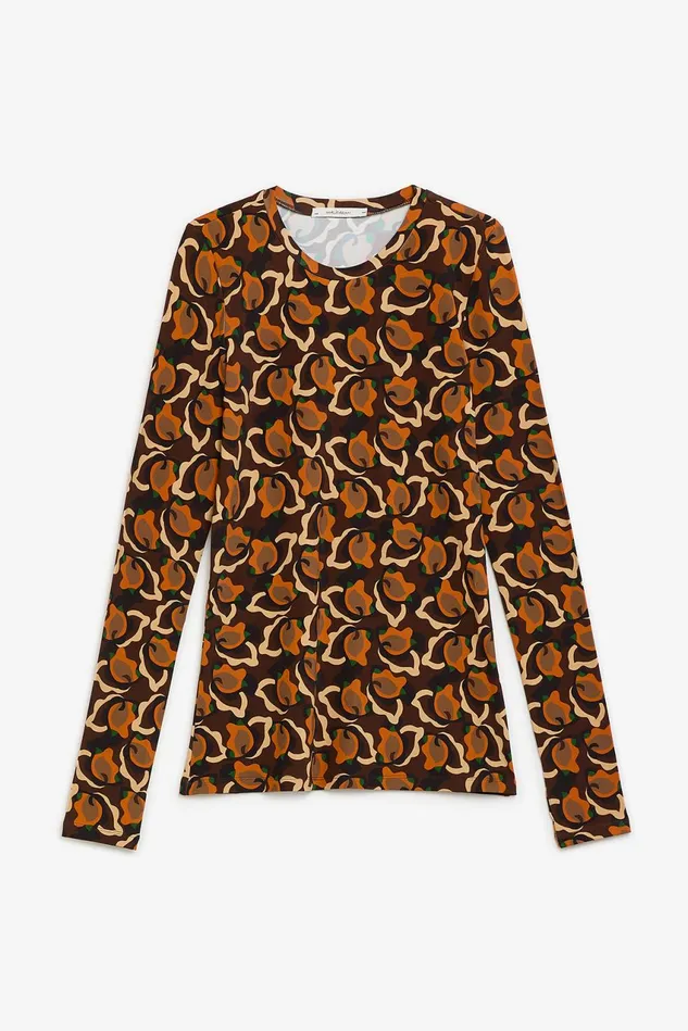 Women Malparmi Tshirts And Tops Camoleaves Jersey TShirt Orangeblackbrown