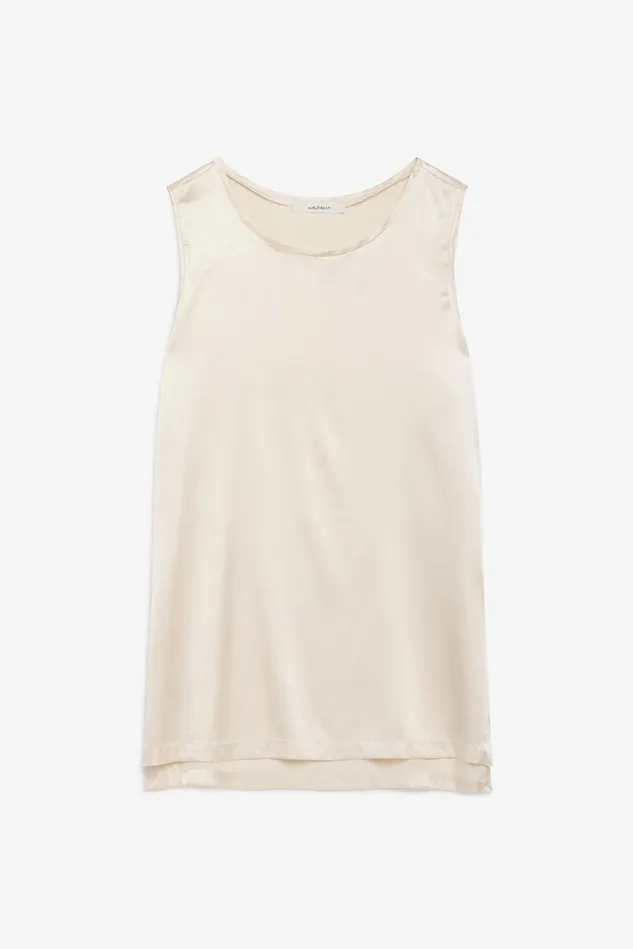 Women Malparmi Tshirts And Tops Silk Satin Top Ivory