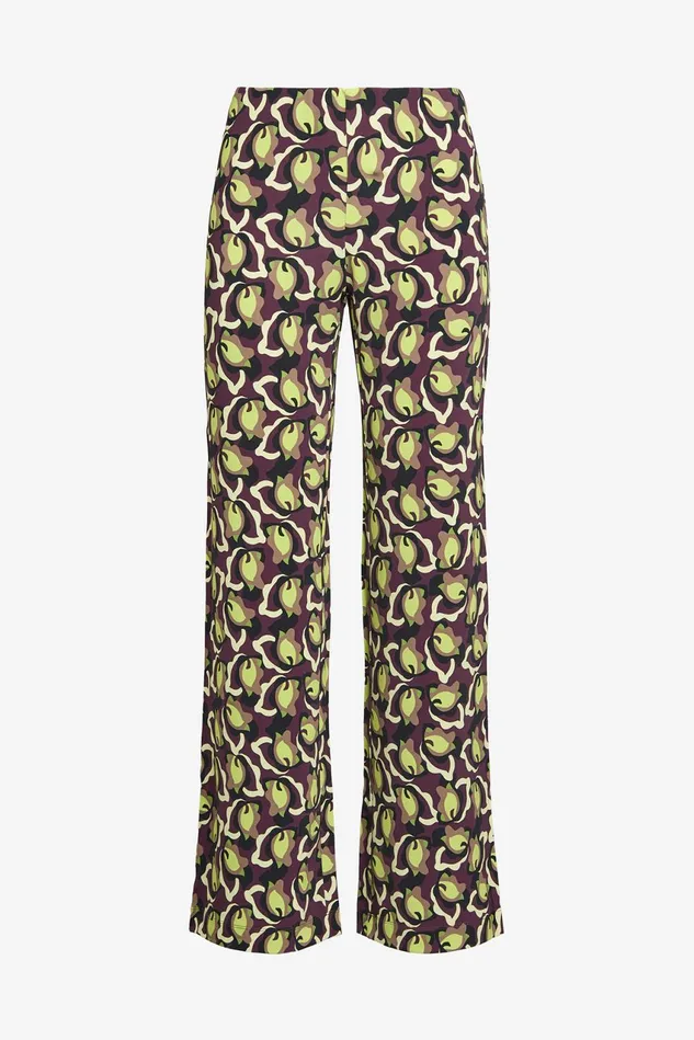 Women Malparmi Trousers Camoleaves Jersey Trousers Greenblackbrown
