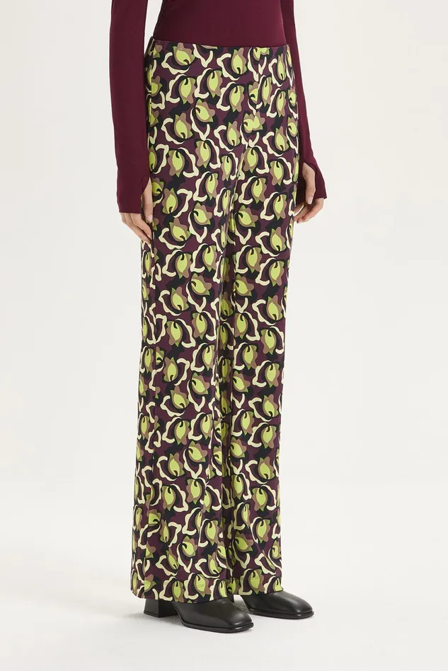 Women Malparmi Trousers Camoleaves Jersey Trousers Greenblackbrown