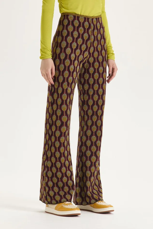Women Malparmi Trousers Comfort Jacquard Trousers Bordeauxacid Green