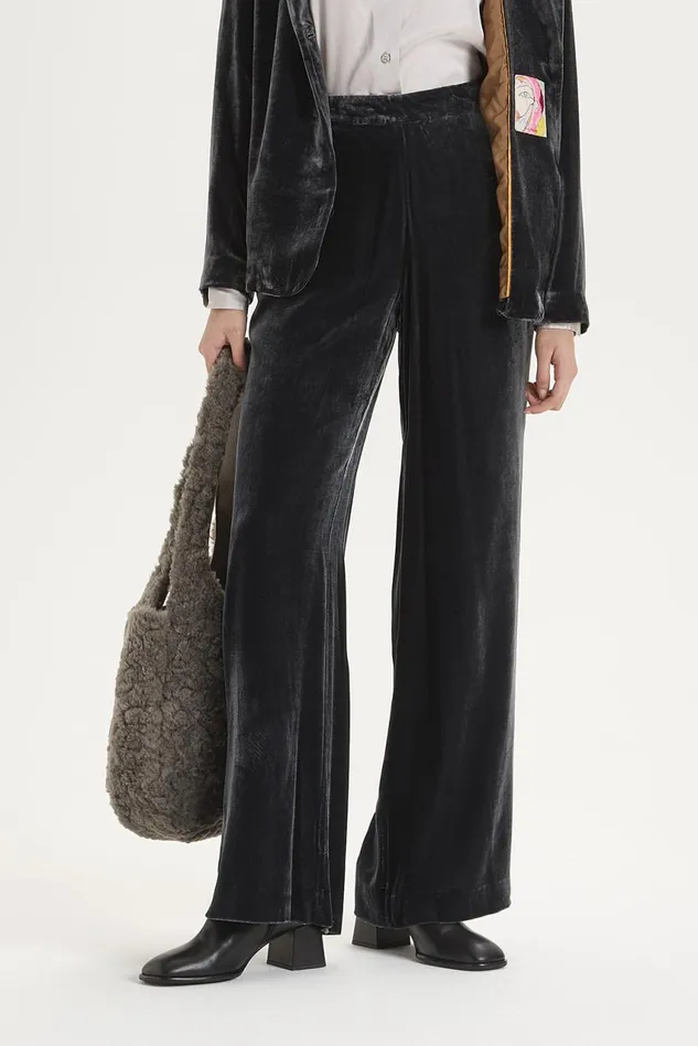 Women Malparmi Trousers Fluid Velvet Trousers Greige