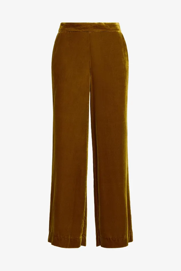 Women Malparmi Trousers Fluid Velvet Trousers Mustard