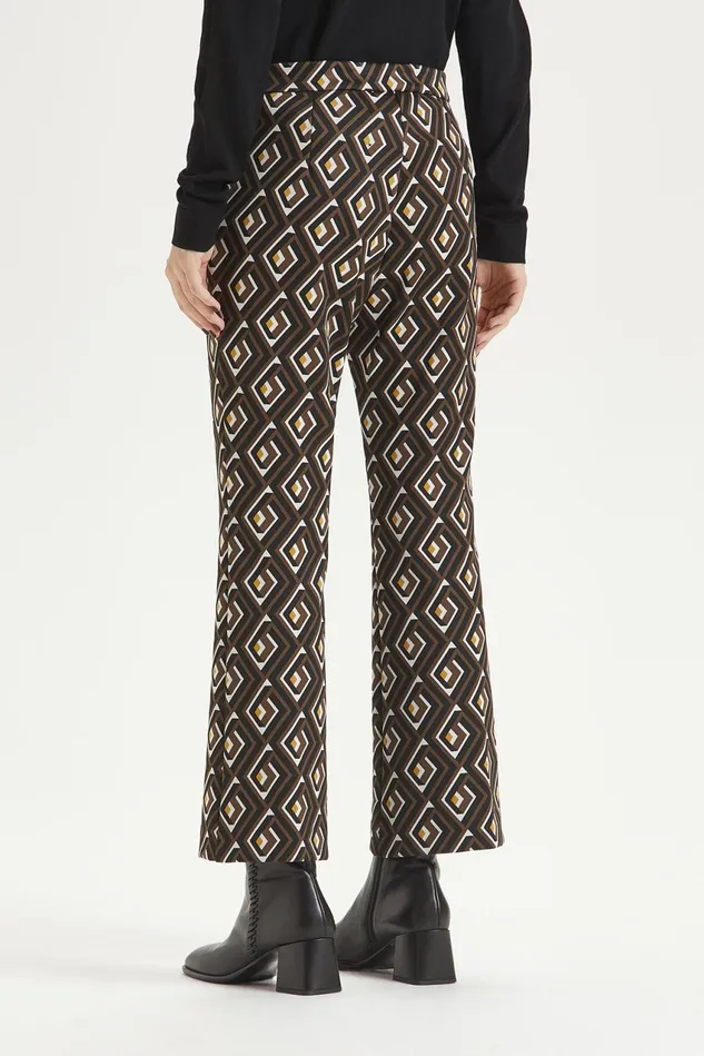Women Malparmi Trousers Maze Jacquard Trousers Brownyellowblack