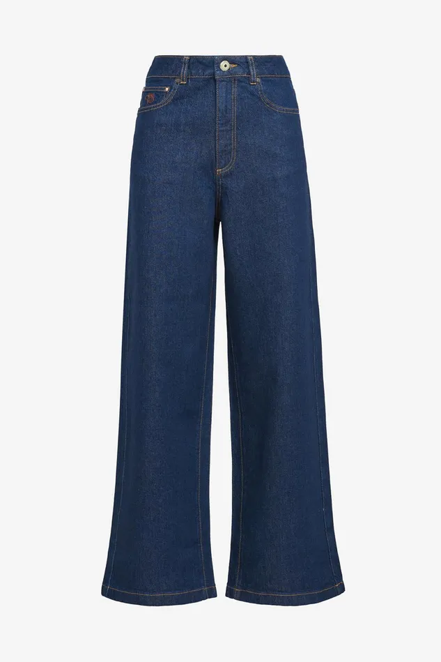 Women Malparmi Trousers Washed Denim Trousers Darkblue