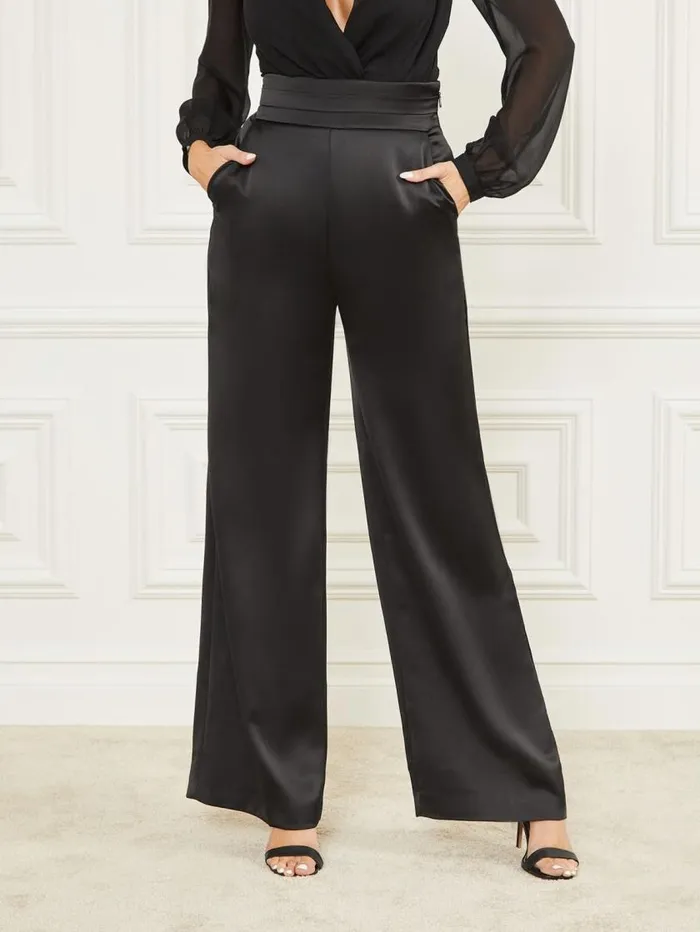 Women Marcello Satin Pant Black Marciano Bottoms Women Marcello Satin Pant Black Marciano Bottoms
