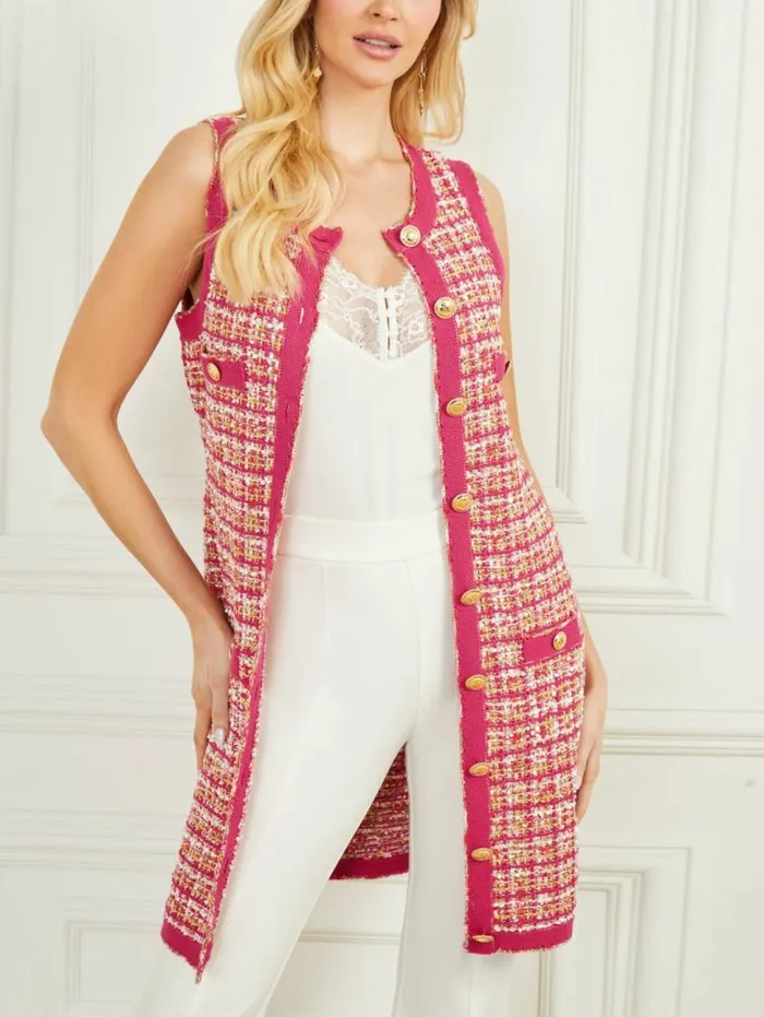 Women Mariah Tweed Dress Coral Peonie Tweed Marciano Dresses Women Mariah Tweed Dress Coral Peonie Tweed Marciano Dresses