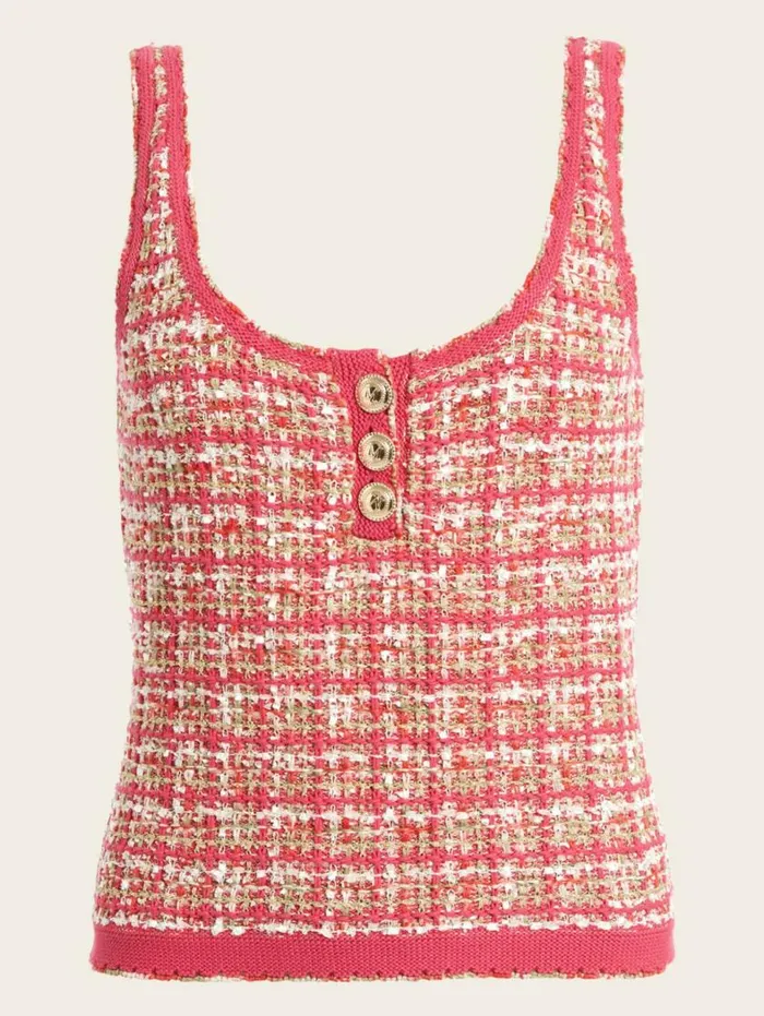 Women Mariah Tweed Top Coral Peonie Tweed Marciano Tops And Sweaters Women Mariah Tweed Top Coral Peonie Tweed Marciano Tops And Sweaters